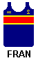blue (dark) with thick red band bordered by thin yellow bands