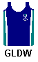 blue (navy) with white green white side panels and motif on front