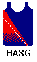 blue (navy) top red bottom on diagonal fading down to navy white line in red