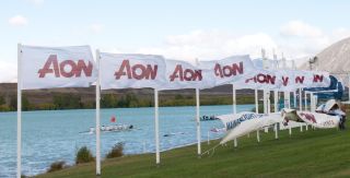 wind Aon flags streaming in the wind