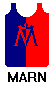 blue (navy) and red halves with letter M on front and back (inverted colours)