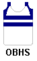 white with two blue (navy) bands and blue yoke