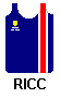 blue (navy) with red left brace with white edges