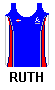 singlet: blue (royal) with white side panels and red insets in navy border white piping