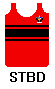 red with black band with narrow black bands above and below