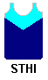 blue (light) v-shaped top blue (navy) bottom
