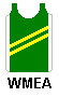 green with two gold diagonals and white side panels